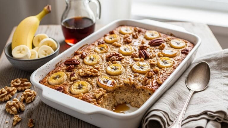 Banana Bread Baked Oatmeal Recipe (Healthy Breakfast Casserole!)