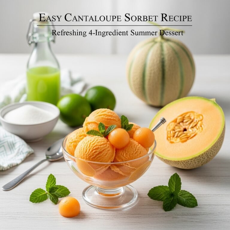 Easy Cantaloupe Sorbet Recipe – Refreshing 4-Ingredient Summer Dessert