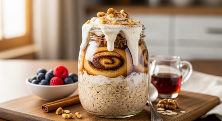 Cinnamon Roll Overnight Oats Recipe (Tastes Like Dessert!)