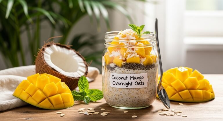 Coconut Mango Overnight Oats Recipe (Tropical Breakfast in 5 Minutes!)