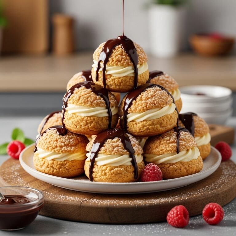 Perfect Homemade Profiteroles (French Cream Puffs with Chocolate Sauce)