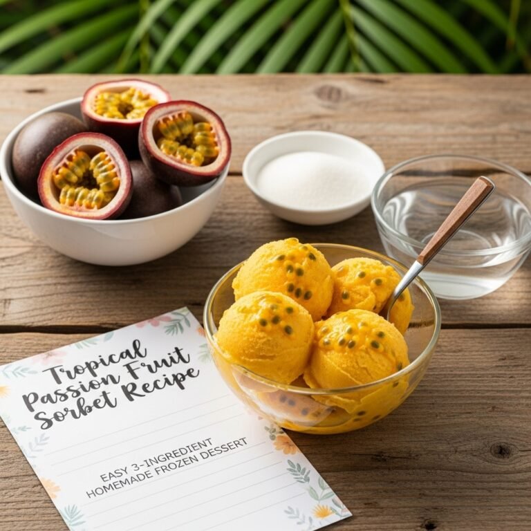 Tropical Passion Fruit Sorbet Recipe – Easy 3-Ingredient Homemade Frozen Dessert