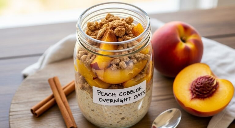 Peach Cobbler Overnight Oats Recipe – Easy Make-Ahead Breakfast