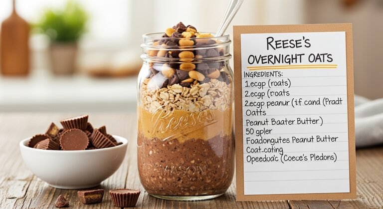 Reese’s Overnight Oats Recipe (No-Cook Chocolate Peanut Butter Breakfast)