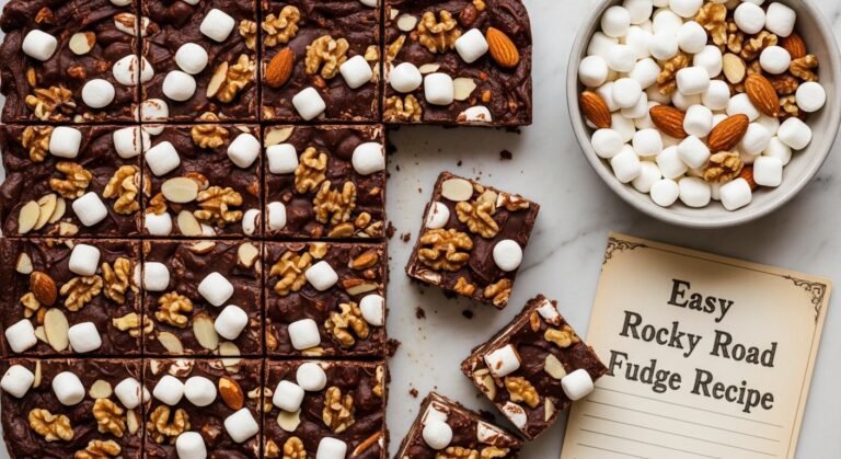 Easy Rocky Road Fudge Recipe (Loaded with Marshmallows & Nuts!)